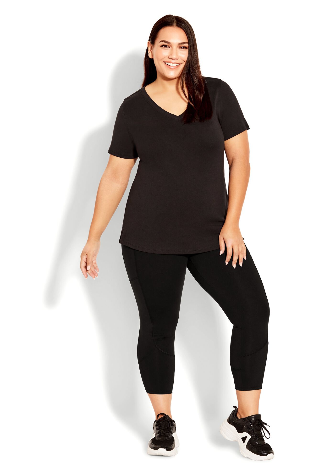 Pocket Capri Plain Legging, BLACK, hi-res image number 0