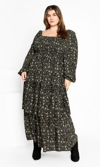 Dahlia Tiered Maxi Dress - olive