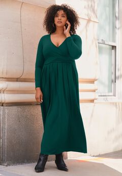 Faux Wrap Flare Maxi Dress