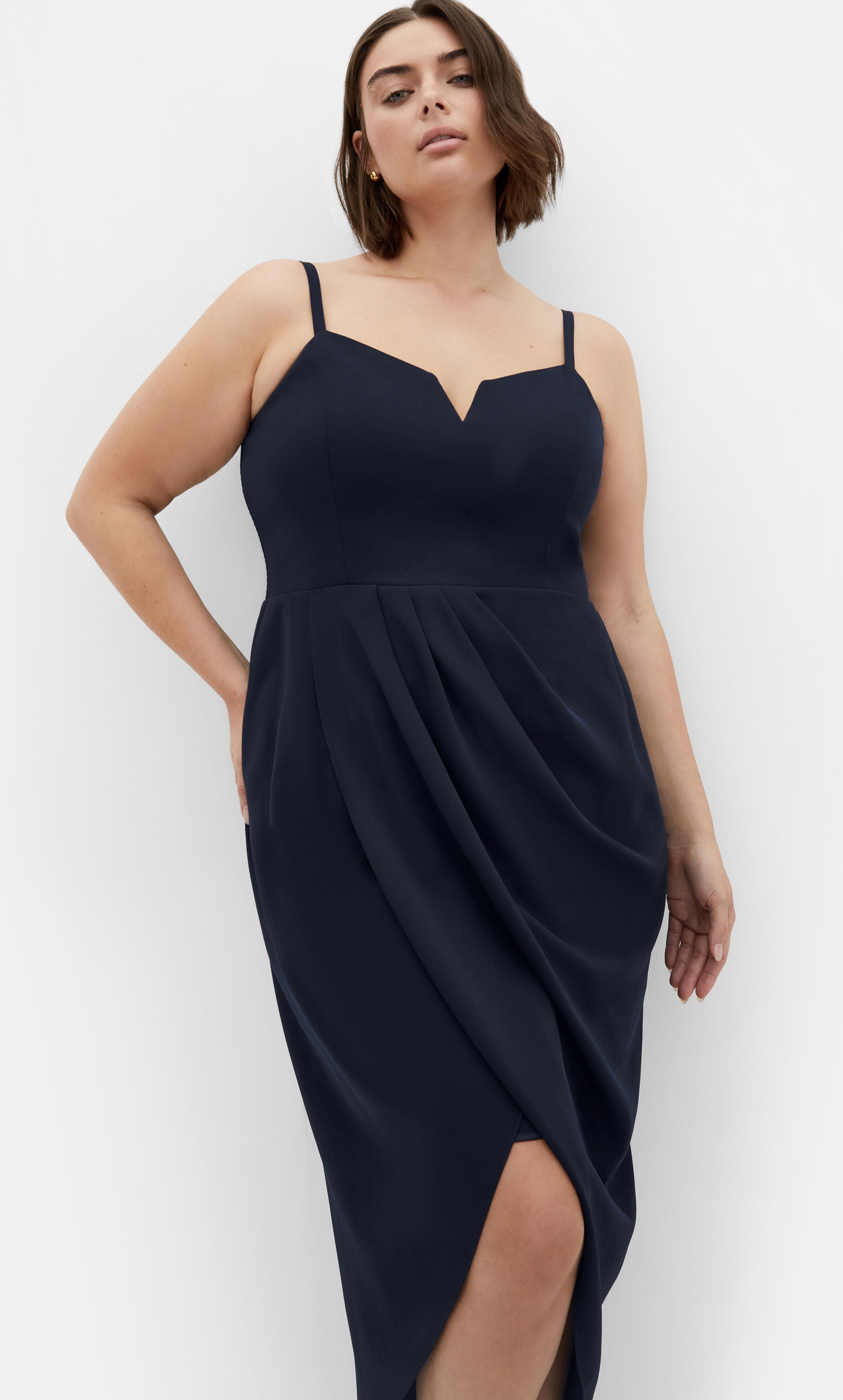 Sassy V Dress - navy, BLUE, hi-res image number 0