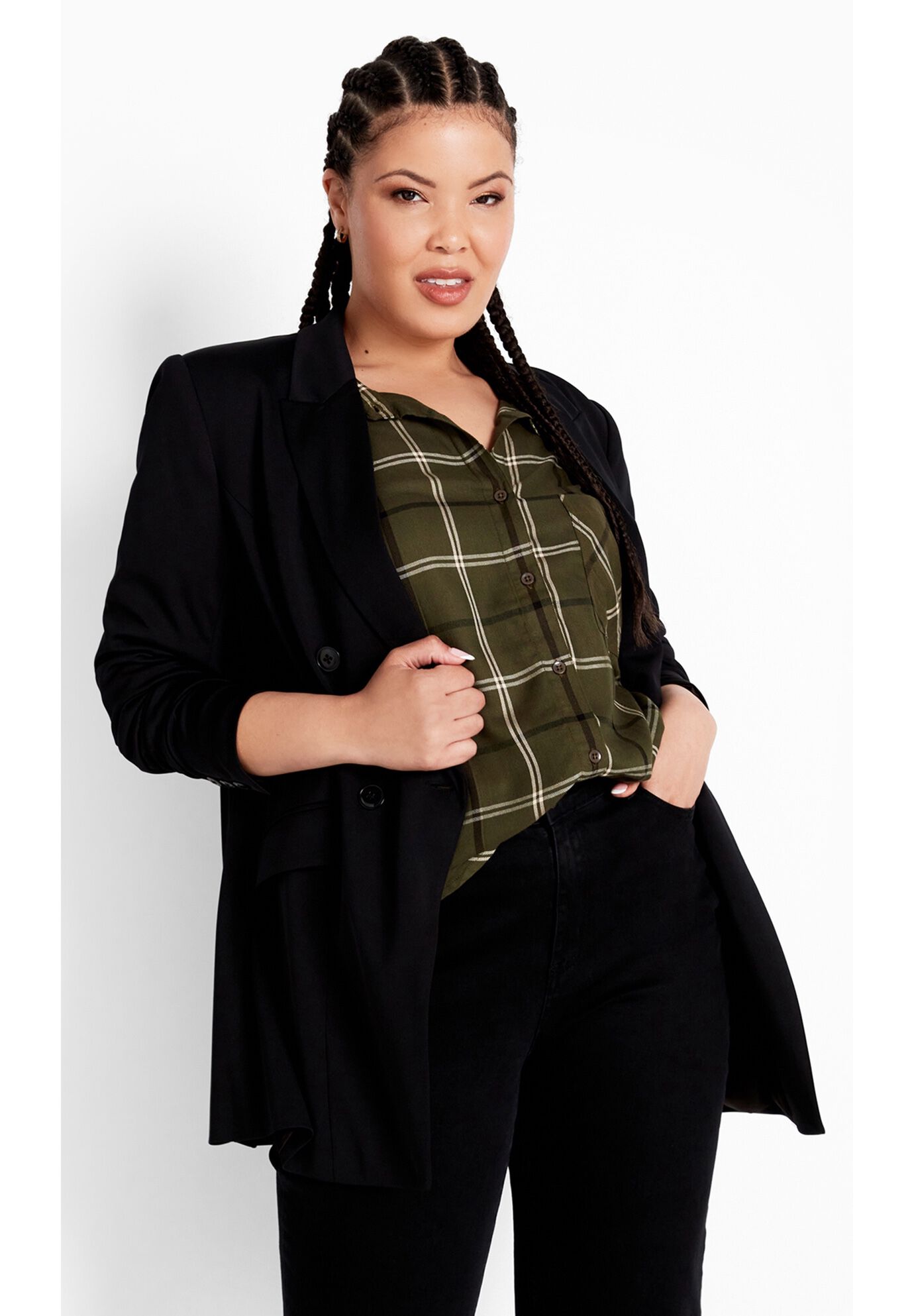 Kylee Plaid Shirt, KHAKI, hi-res image number 0