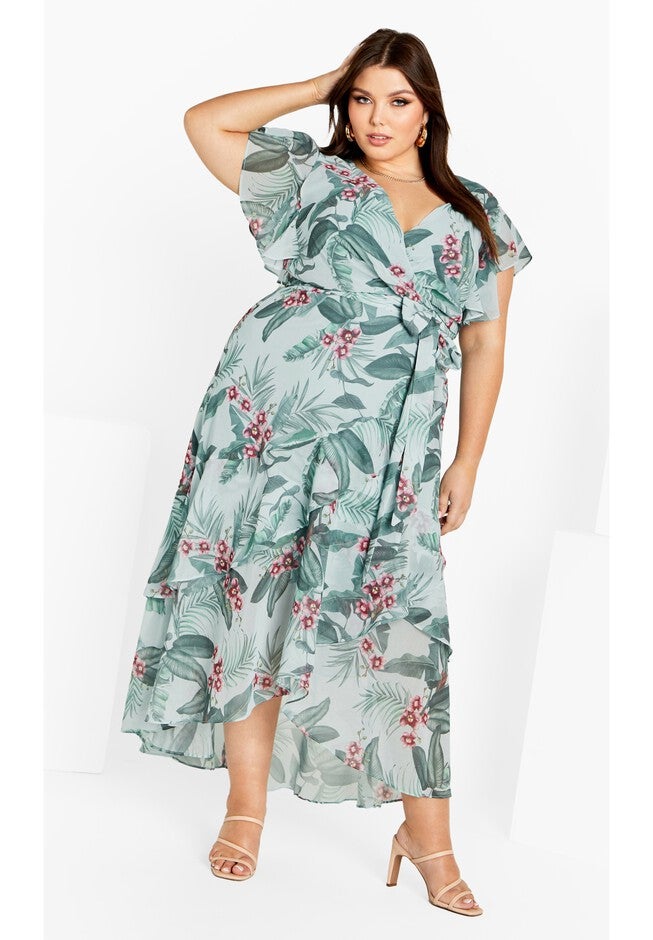 Flirty Tier Print Maxi Dress - seafoam, GREEN, on-hover image number null