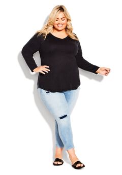 V Neck Essential Long Sleeve Tee