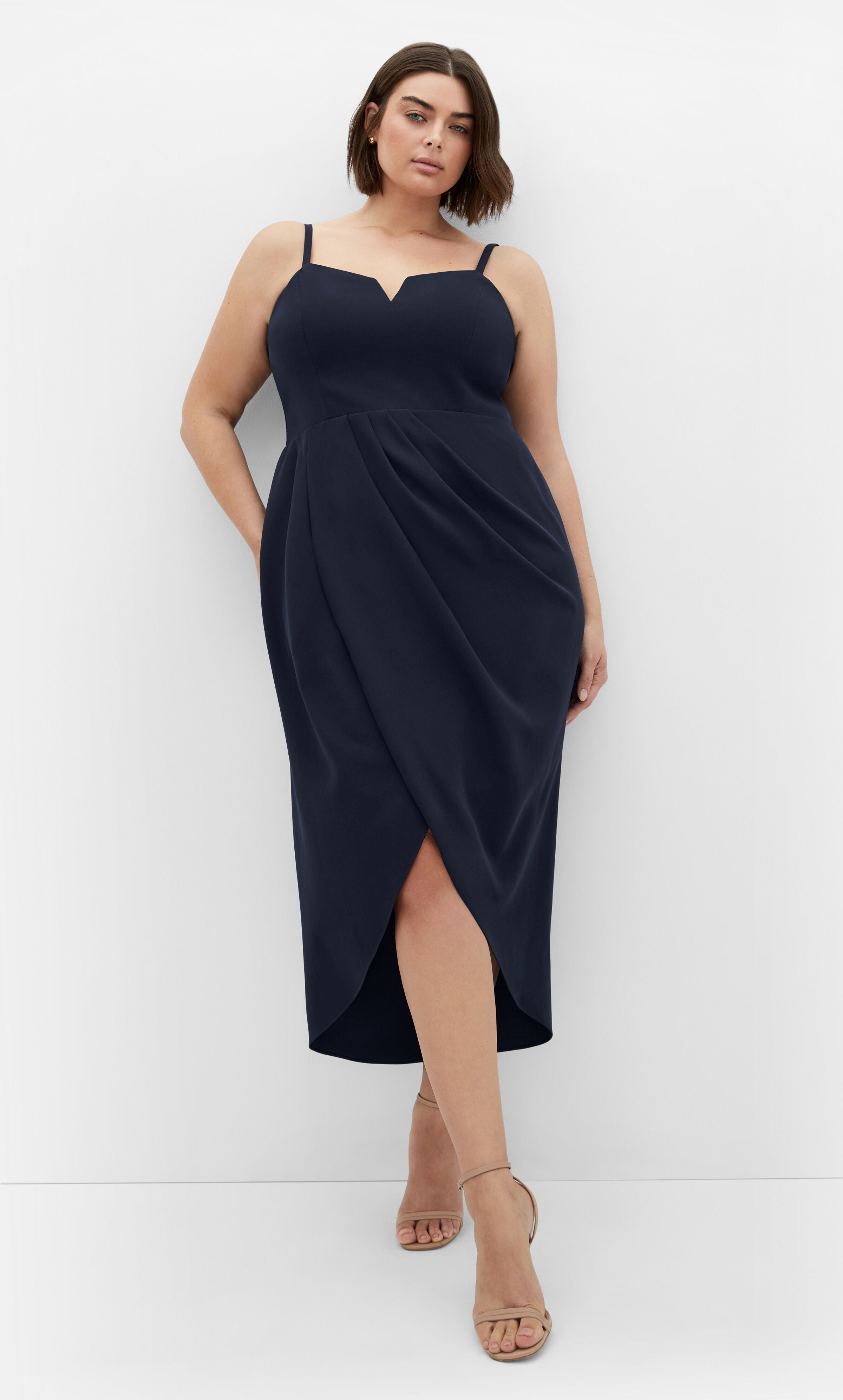 Sassy V Dress - navy, BLUE, alternate image number 1