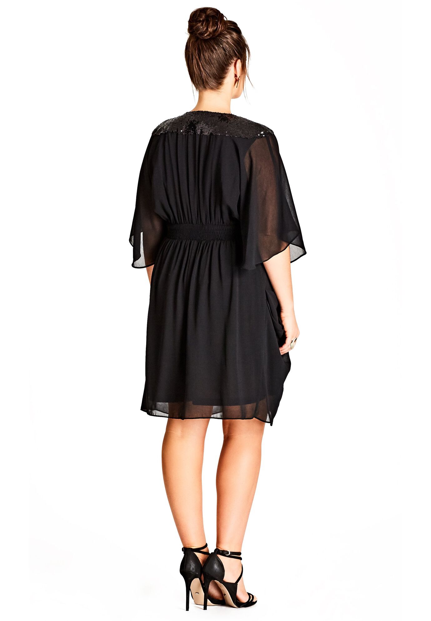 Sequin Wrap Dress - black, BLACK, on-hover image number 1