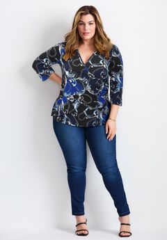 Side Ruched Faux Wrap Top