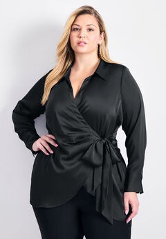 Goldi Satin Wrap Blouse