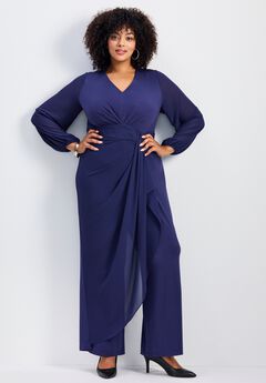Luxe Drape Chiffon Overlay Jumpsuit