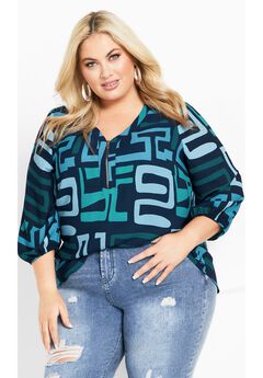 Meila Zip Print Top