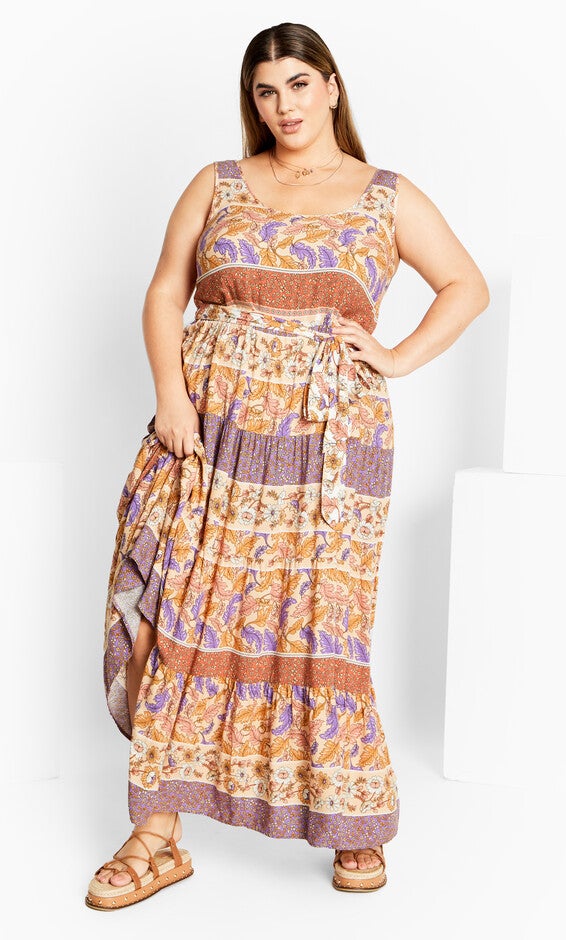 Sasha Border Maxi Dress - tan, TAN ADORE ME, alternate image number null
