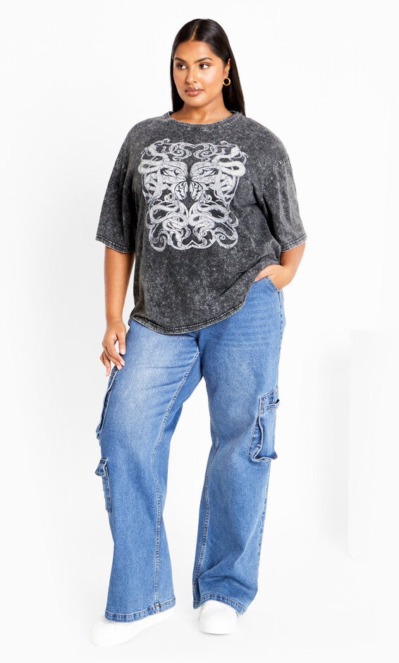 Oversized Wash Tee - grey, BLACK, alternate image number null