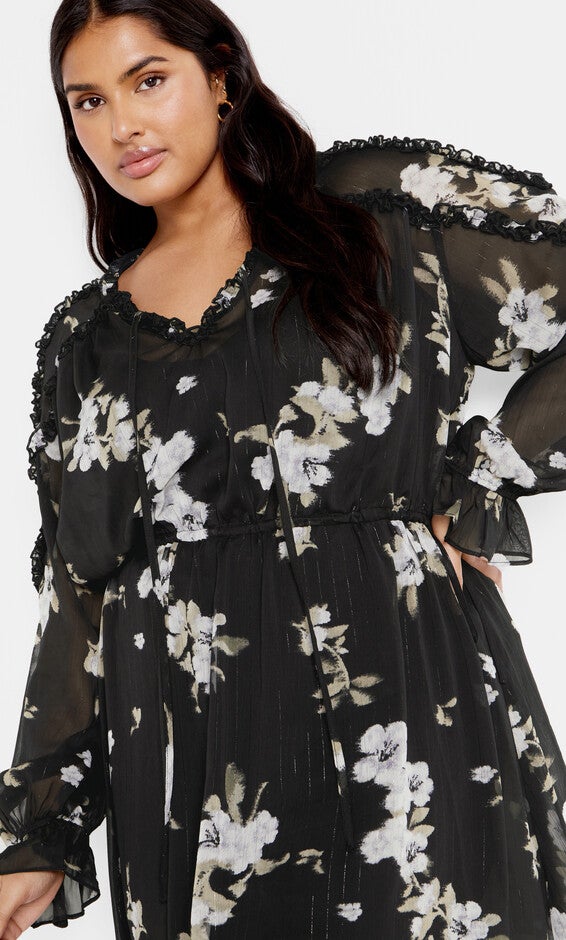 Amira Print Dress - black, GRAY, alternate image number 1