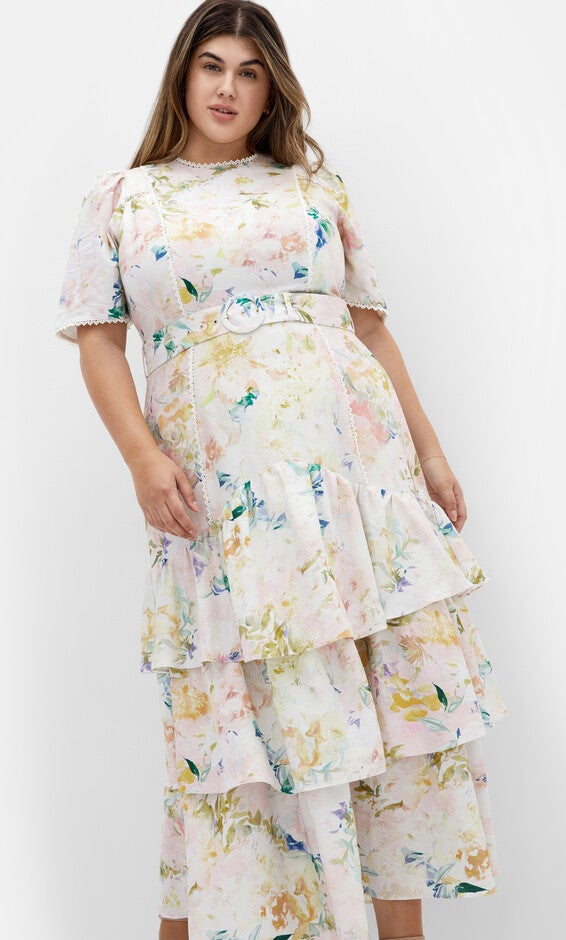 Garden Of Love Linen Maxi Dress - pout, CREAM, alternate image number 3