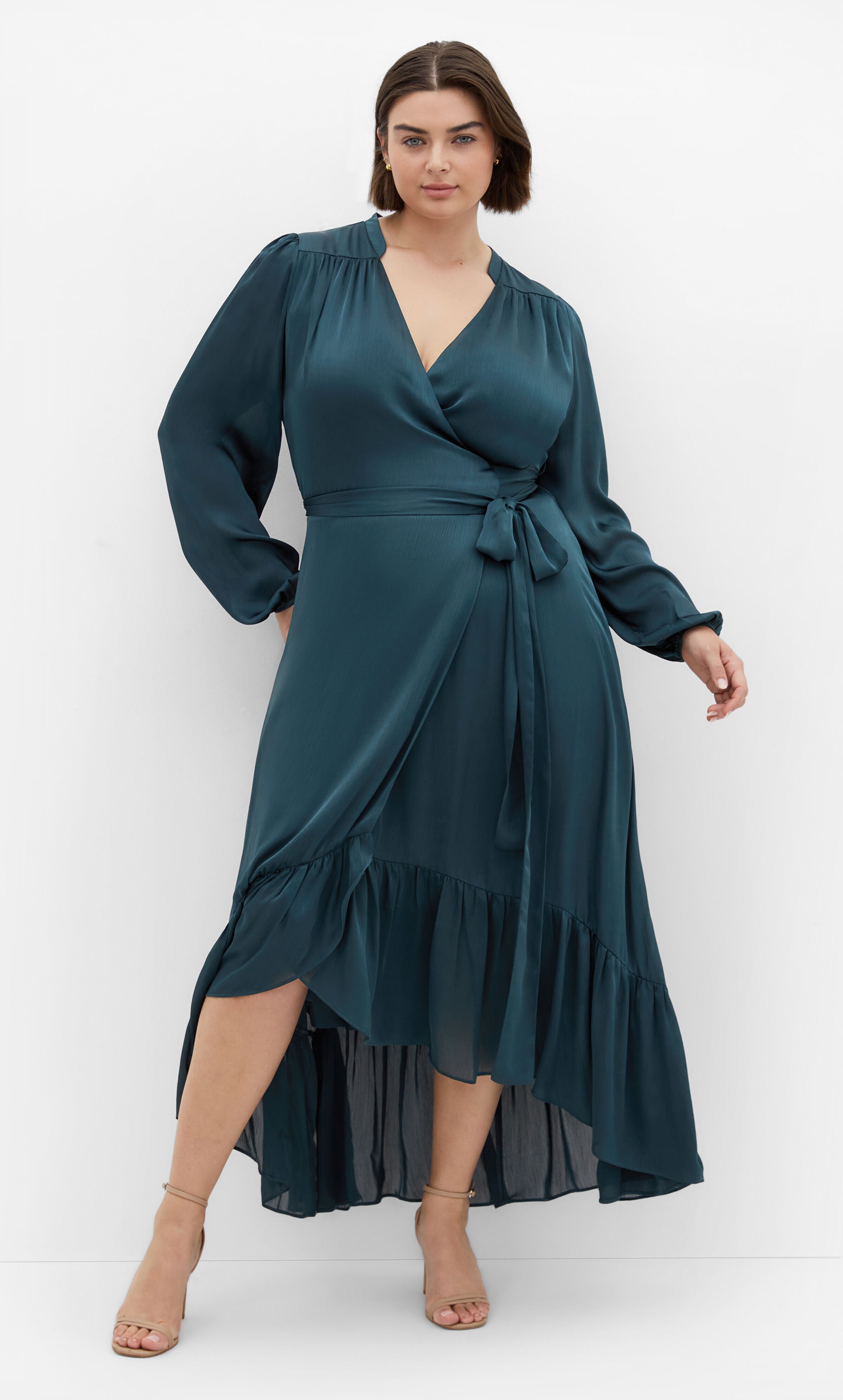 Rylie Wrap Maxi Dress - teal, BLUE, hi-res image number 0