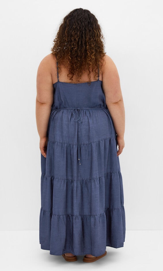 Island Tier Maxi Dress - dark wash, BLUE, alternate image number 2