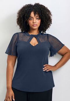 Lacey Flutter Sleeve Lace Top