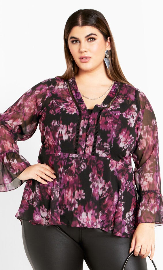 Chaya Print Top - mulberry, PURPLE, hi-res image number 0