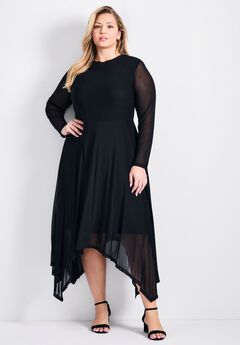 Plus Size High Neck Long Sleeve Dress
