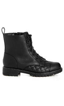 WIDE FIT Lace Up Ankle Boot - black