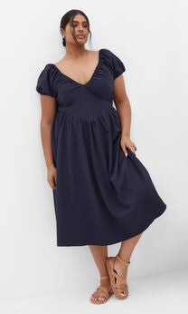 Shelby Midi Dress - navy