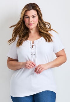 Lacing Detail Tunic Tee