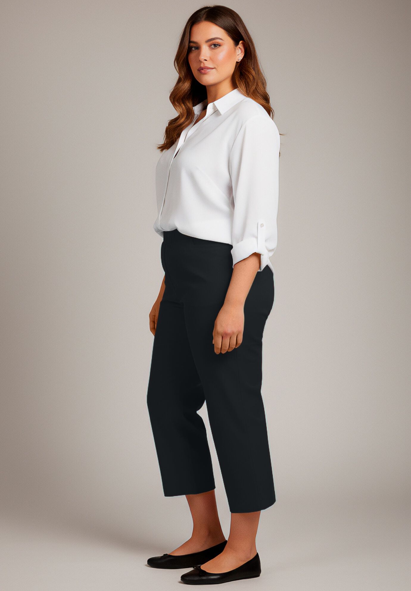 Super Stretch Straight Ankle Pull-On Pant, BLACK, alternate image number 2