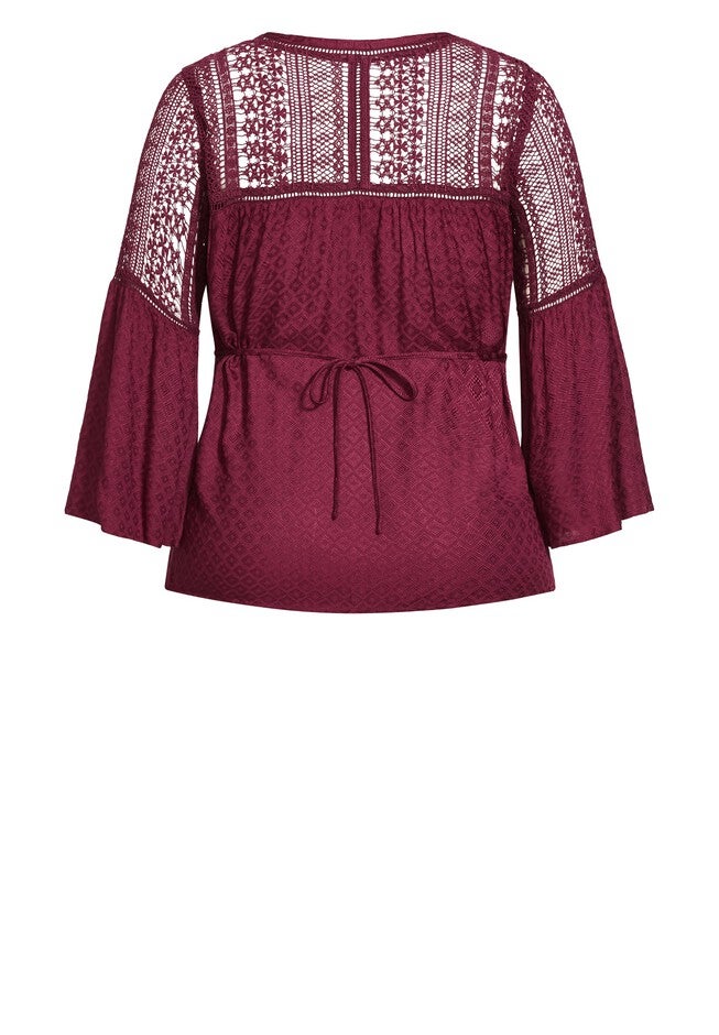 Sweet Dream Embroidered Top - wine, RED, alternate image number null