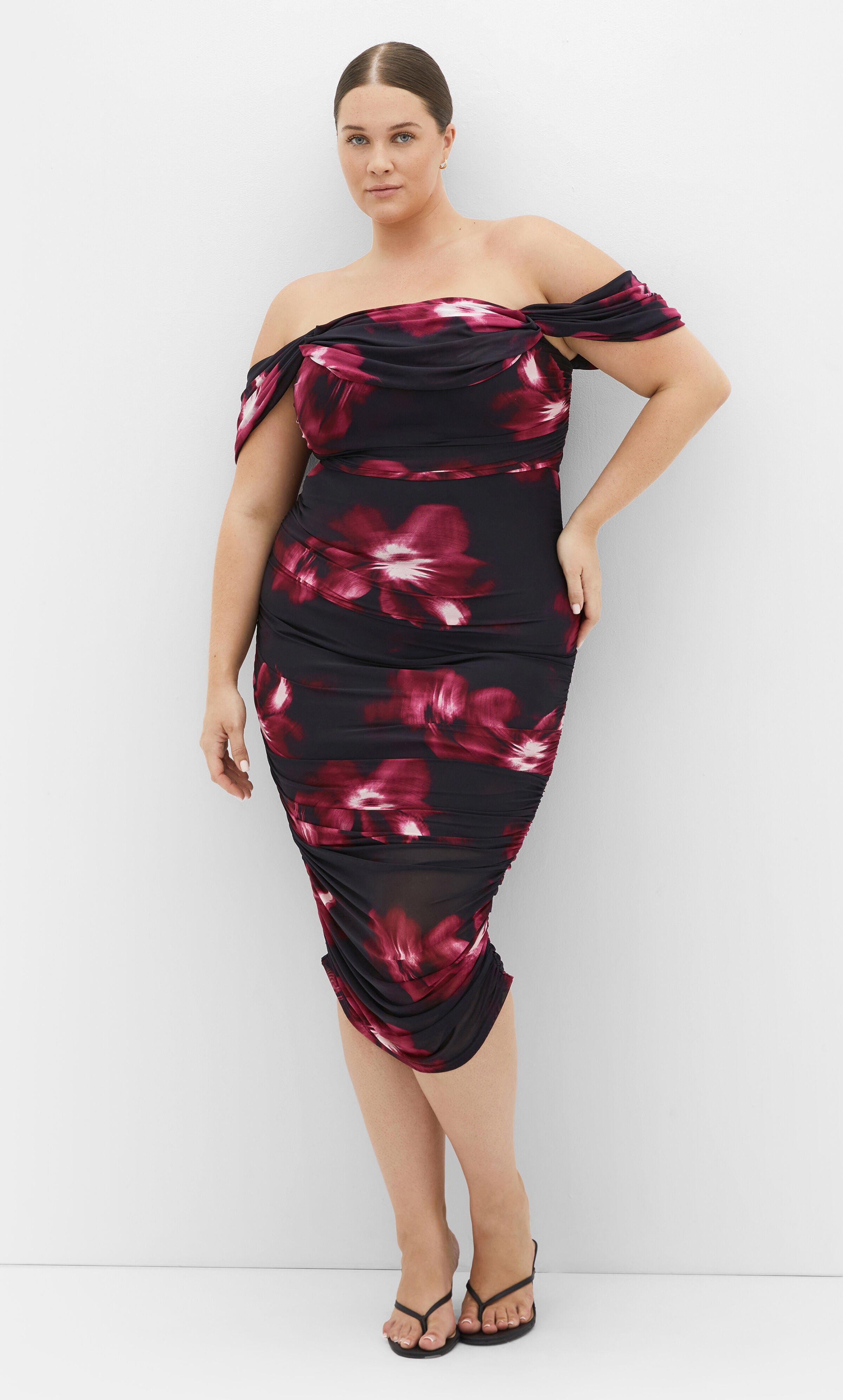 Jazmin Print Dress - cherry print, PURPLE, alternate image number 1