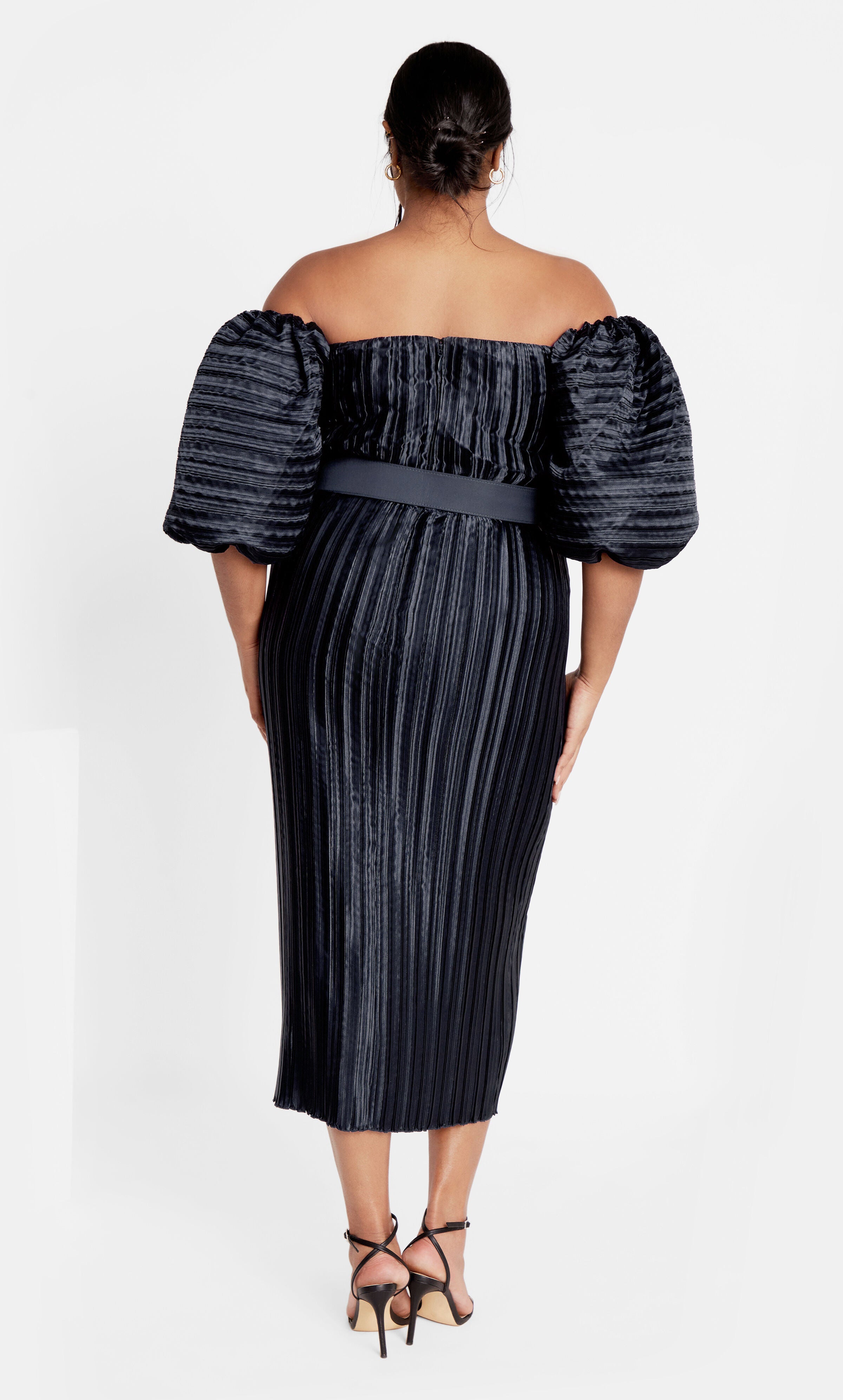 Krista Pleat Dress - midnight, PURPLE, alternate image number 3