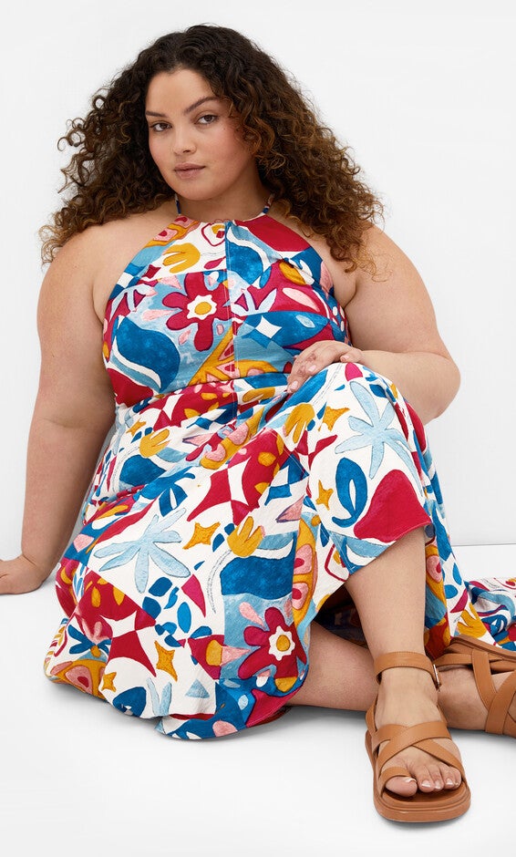 Mosaic Maxi Dress - print, BLUE, alternate image number 3