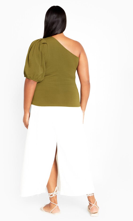 Muse One Shoulder Top - dark olive, GREEN, alternate image number null