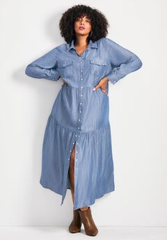 Denim Tiered Shirtdress