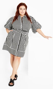 Stripe May Dress - black