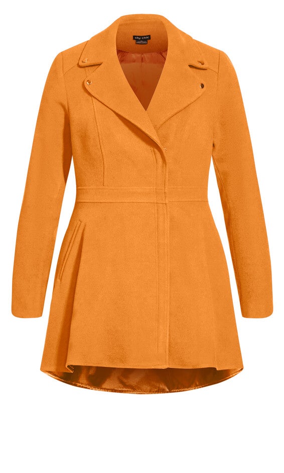 Hi Lo Frill Coat - deep caramel, YELLOW, alternate image number null