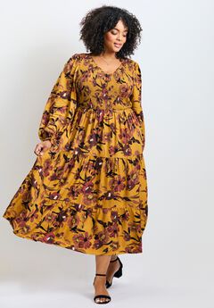 Indi Puff Sleeve Shirred Dress