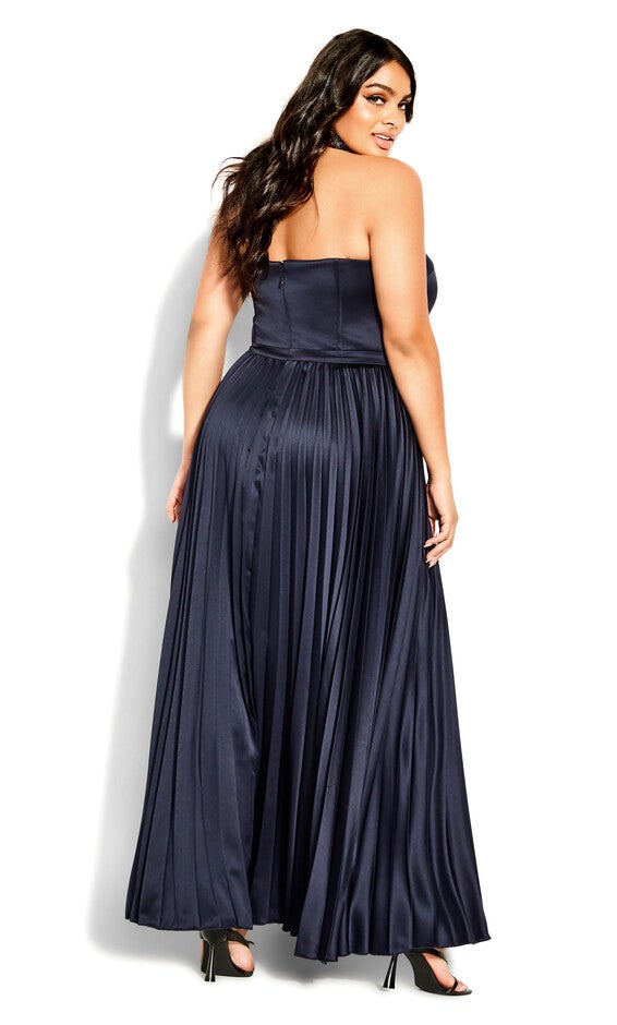 Pleat Desire Dress - navy, BLUE, alternate image number null