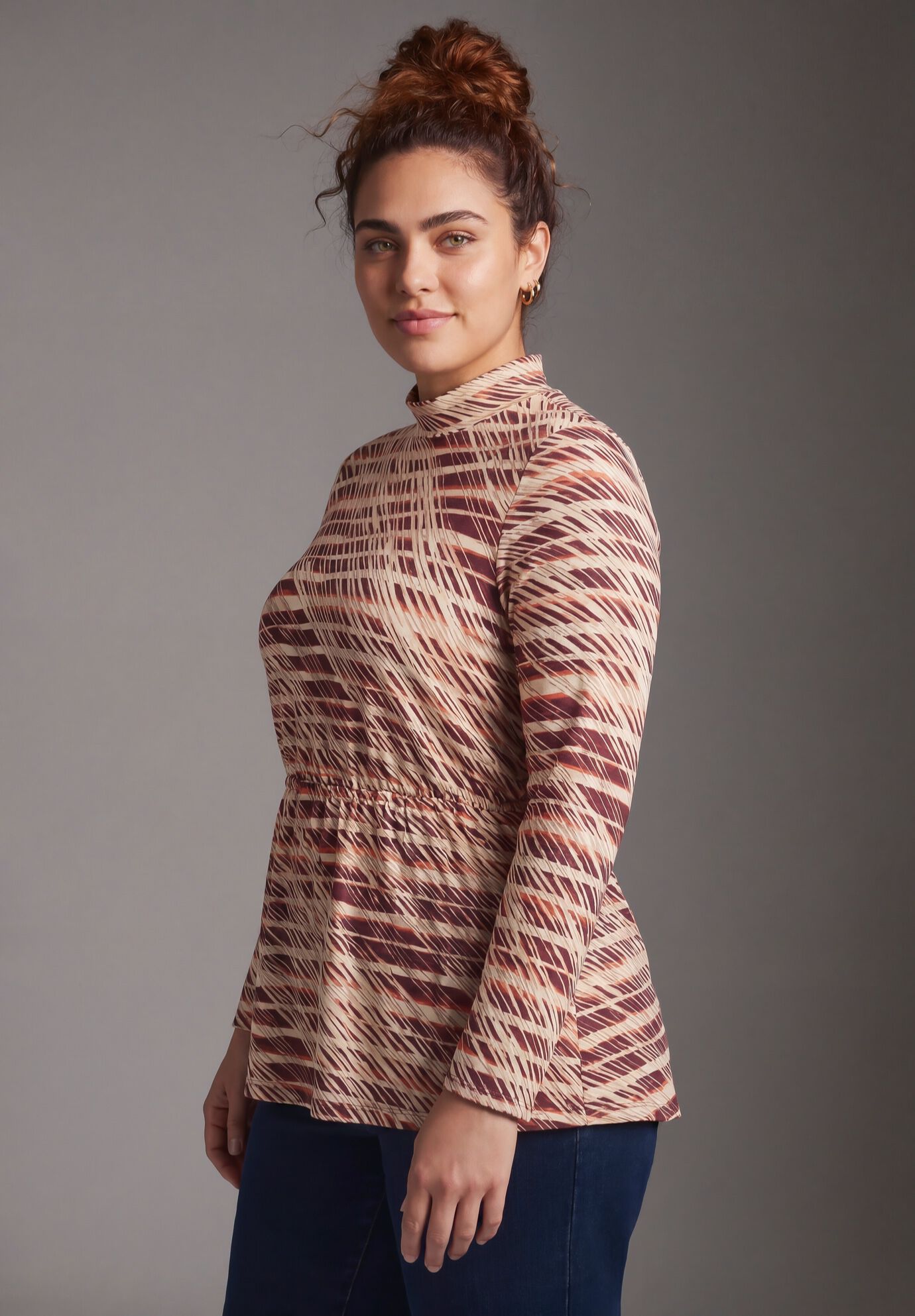 Flowly Peplum Top, IVORY CROSSHATCH, alternate image number 3