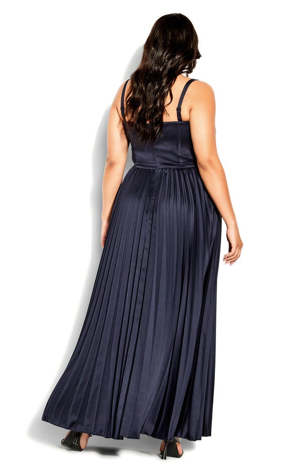 Pleat Desire Dress - navy, BLUE, alternate image number null