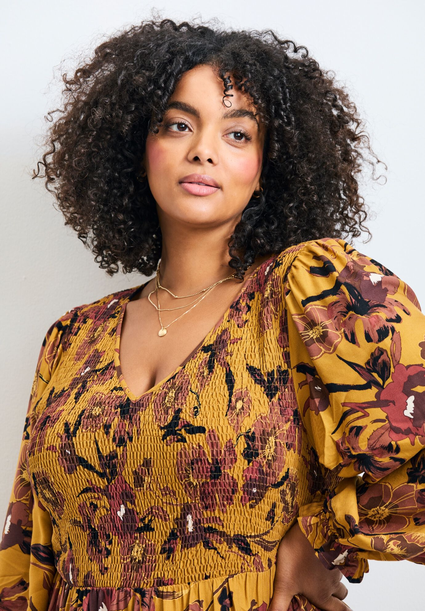 Indi Puff Sleeve Shirred Dress, SYMPHONY, alternate image number 3