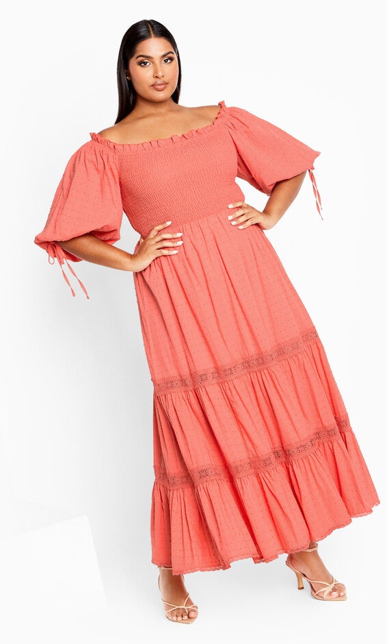 Love Shirred Dress - sugar coral, SUGAR CORAL, alternate image number null