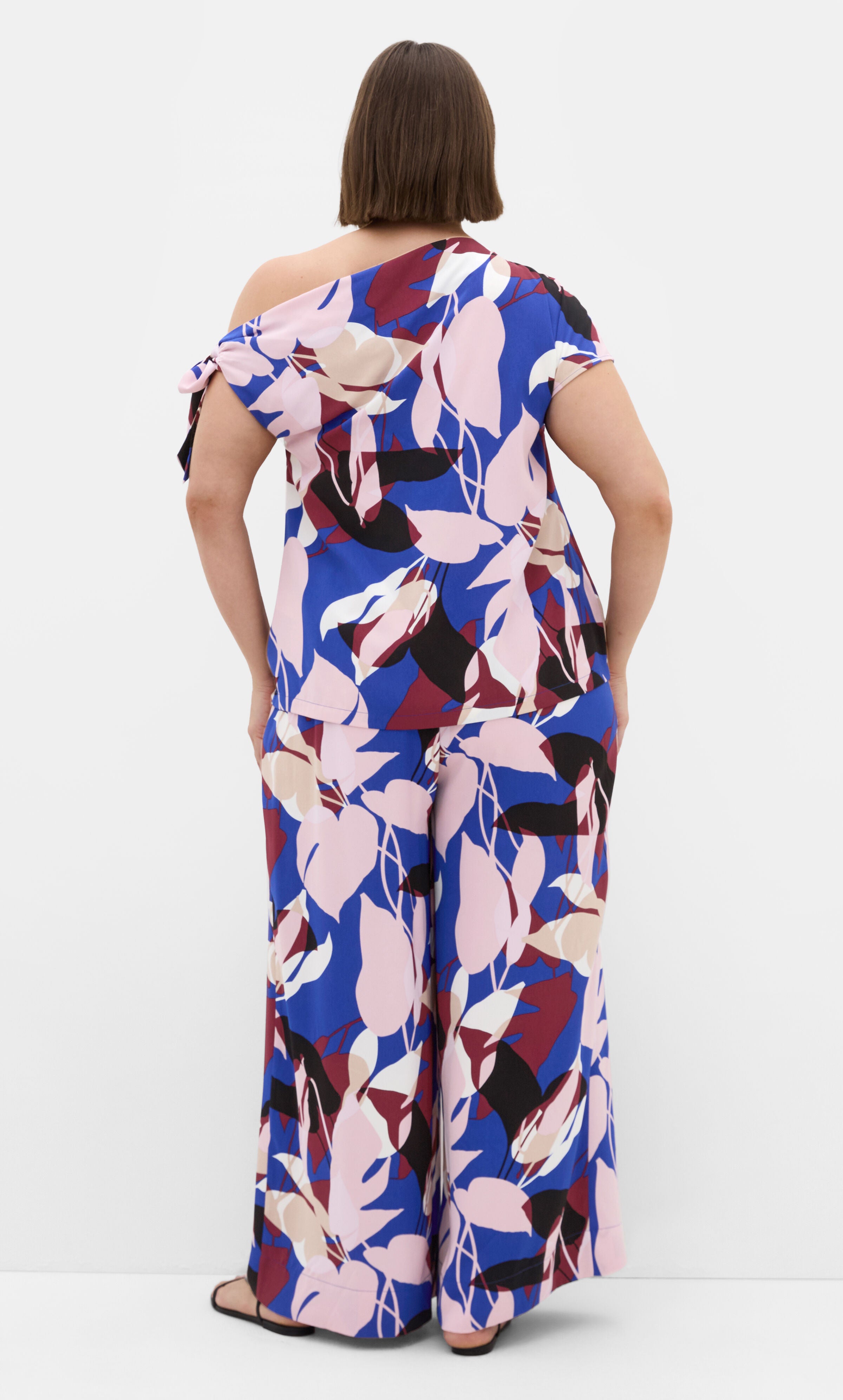 Wild Fern Print Wide Leg Pant, BLUE, alternate image number 3