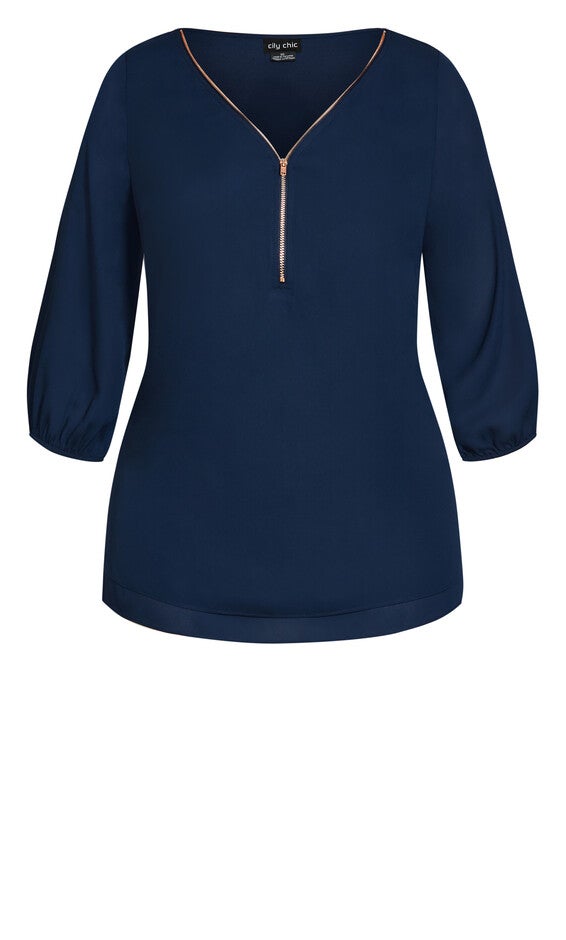 Sexy Fling Elbow Sleeve Top - navy, BLUE, alternate image number 5