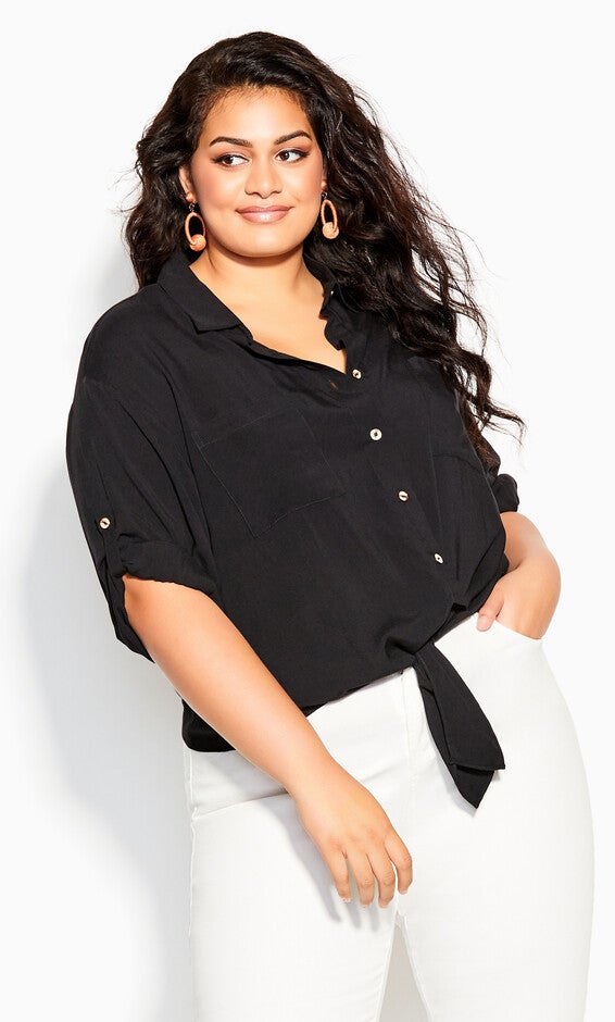 Tropical Tie Top - black, BLACK, hi-res image number null