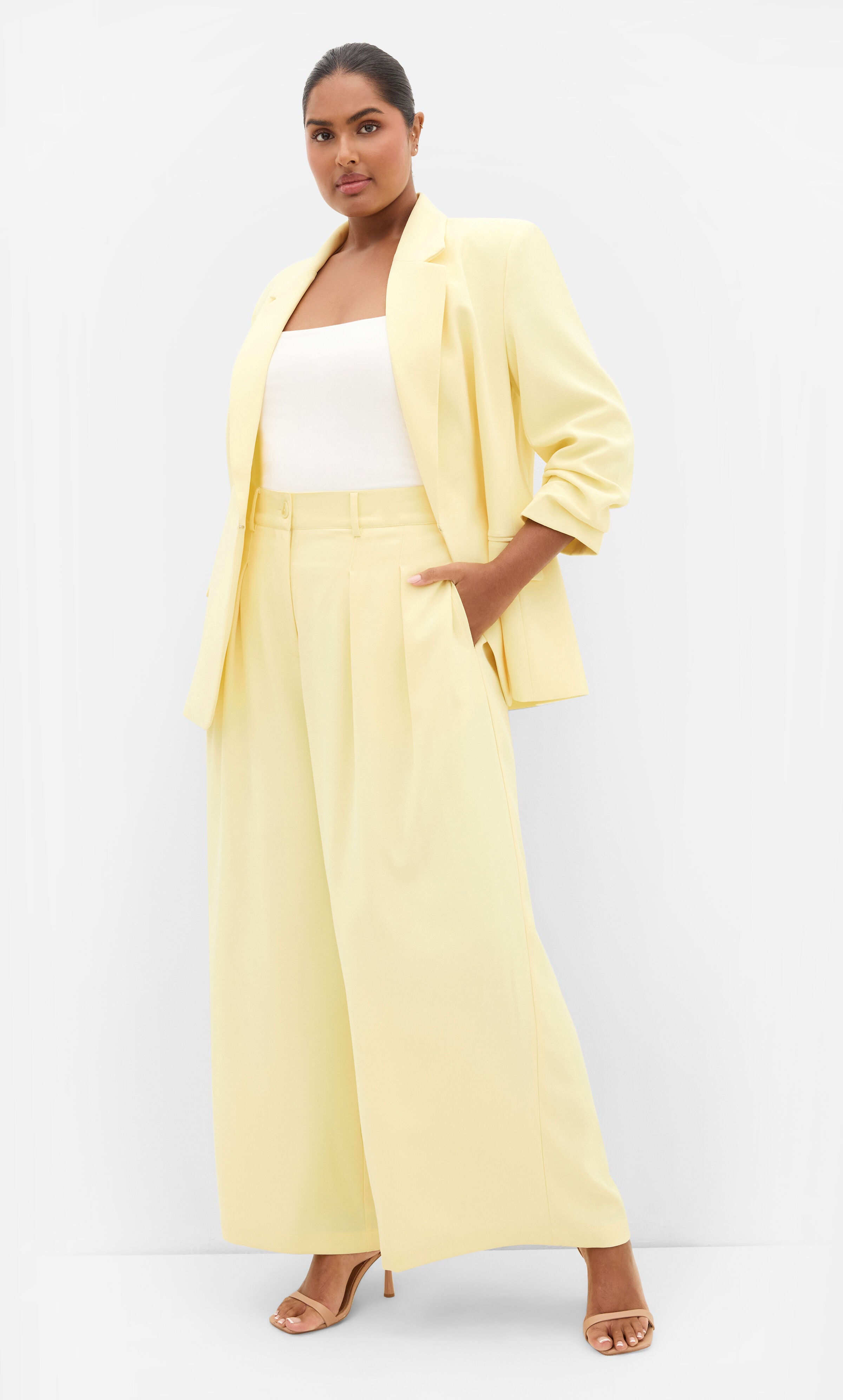 Abbie Fully Lined Wide Leg Pant, YELLOW, hi-res image number 0