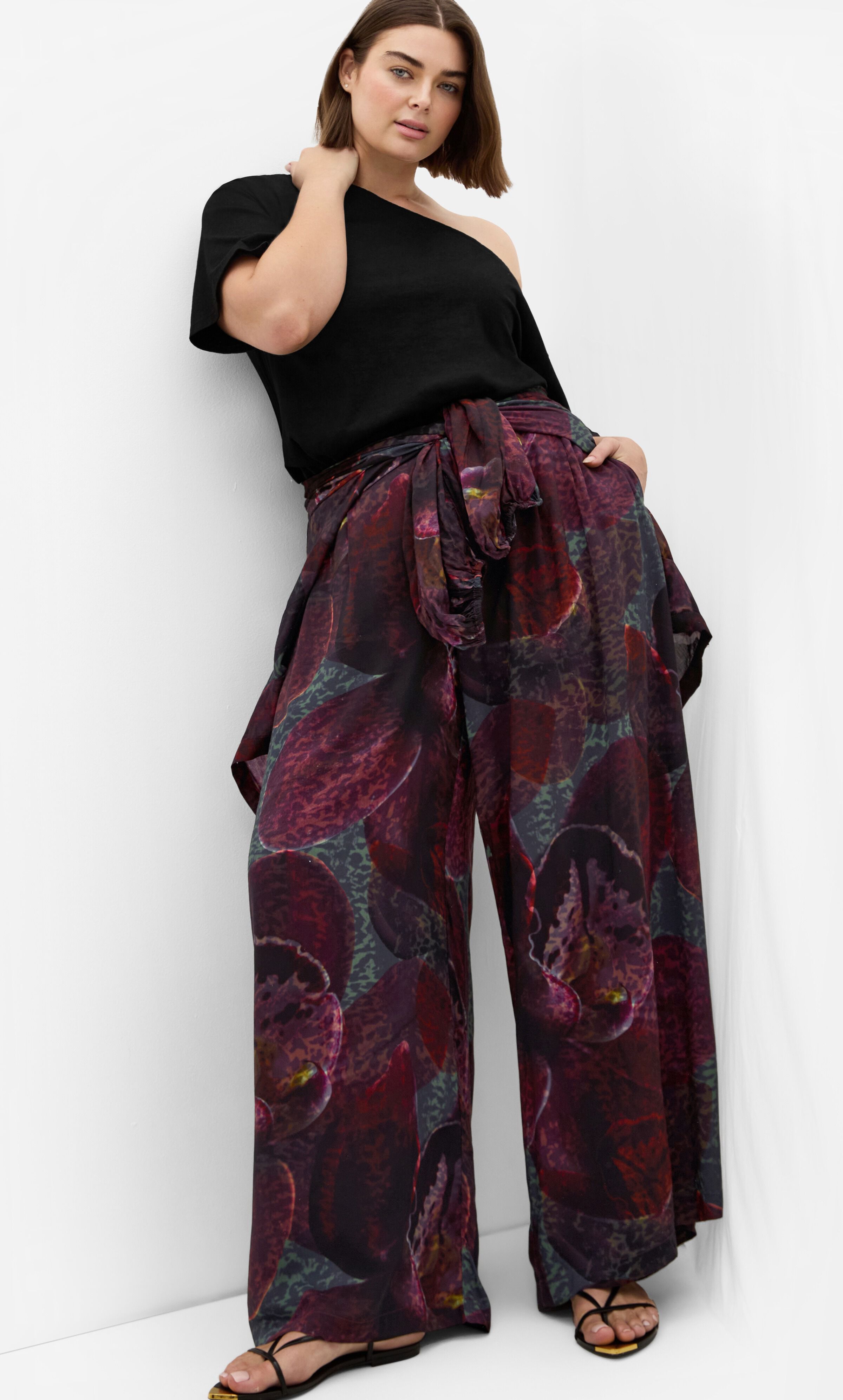 Piper Orchid Print Wide Leg Pant, PURPLE, alternate image number 3