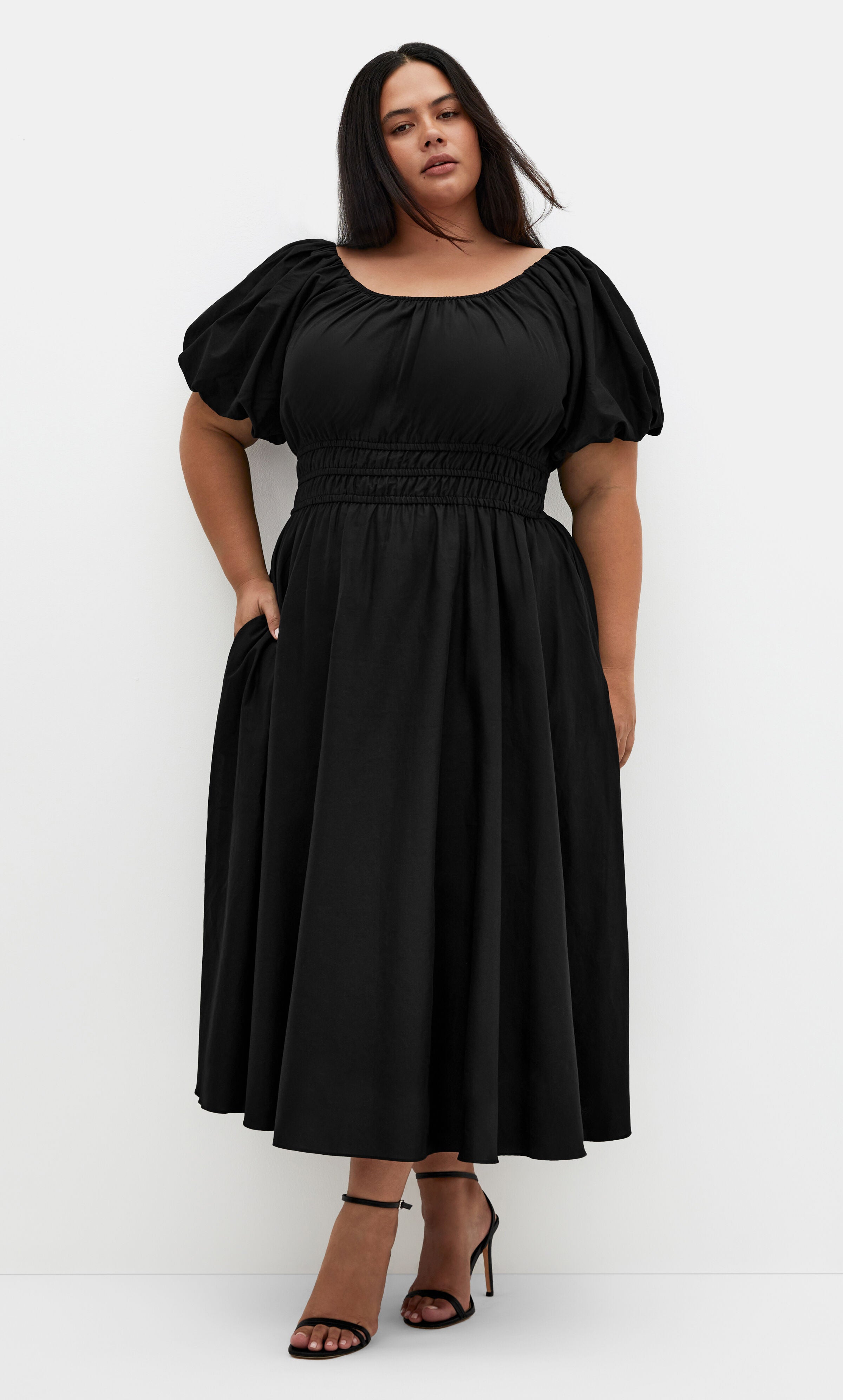 Lillian Midi Dress - black, BLACK, hi-res image number 0