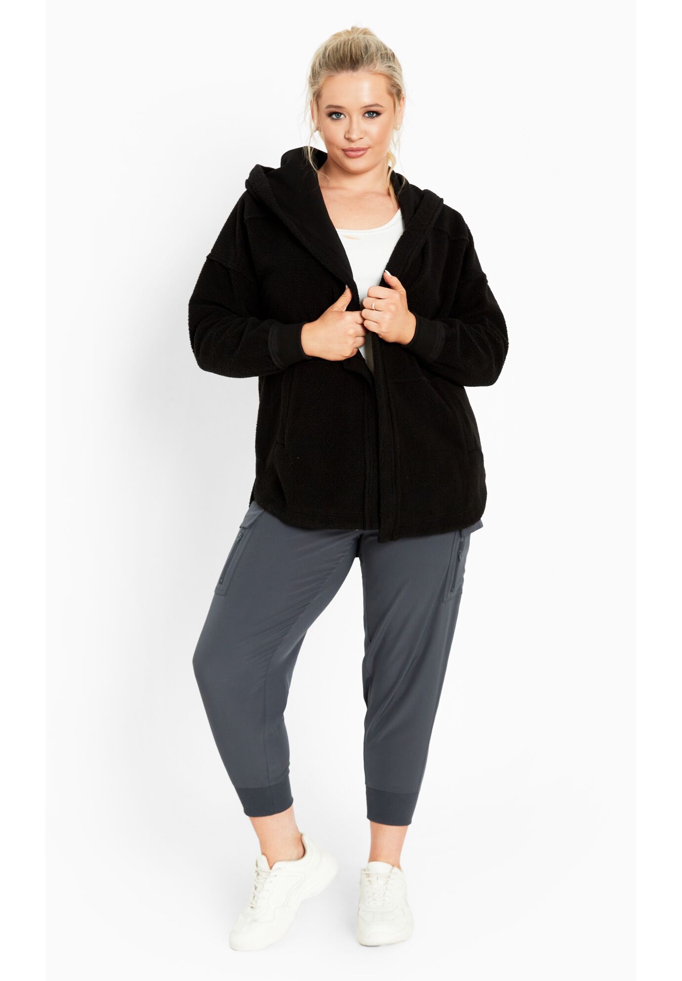 Weekender Hooded Fleece Jacket, BLACK, alternate image number 2