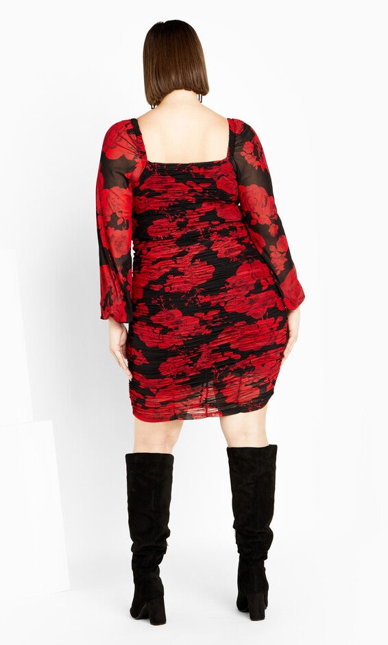 Alia Print Dress - black, ROSE PRINT, alternate image number 2