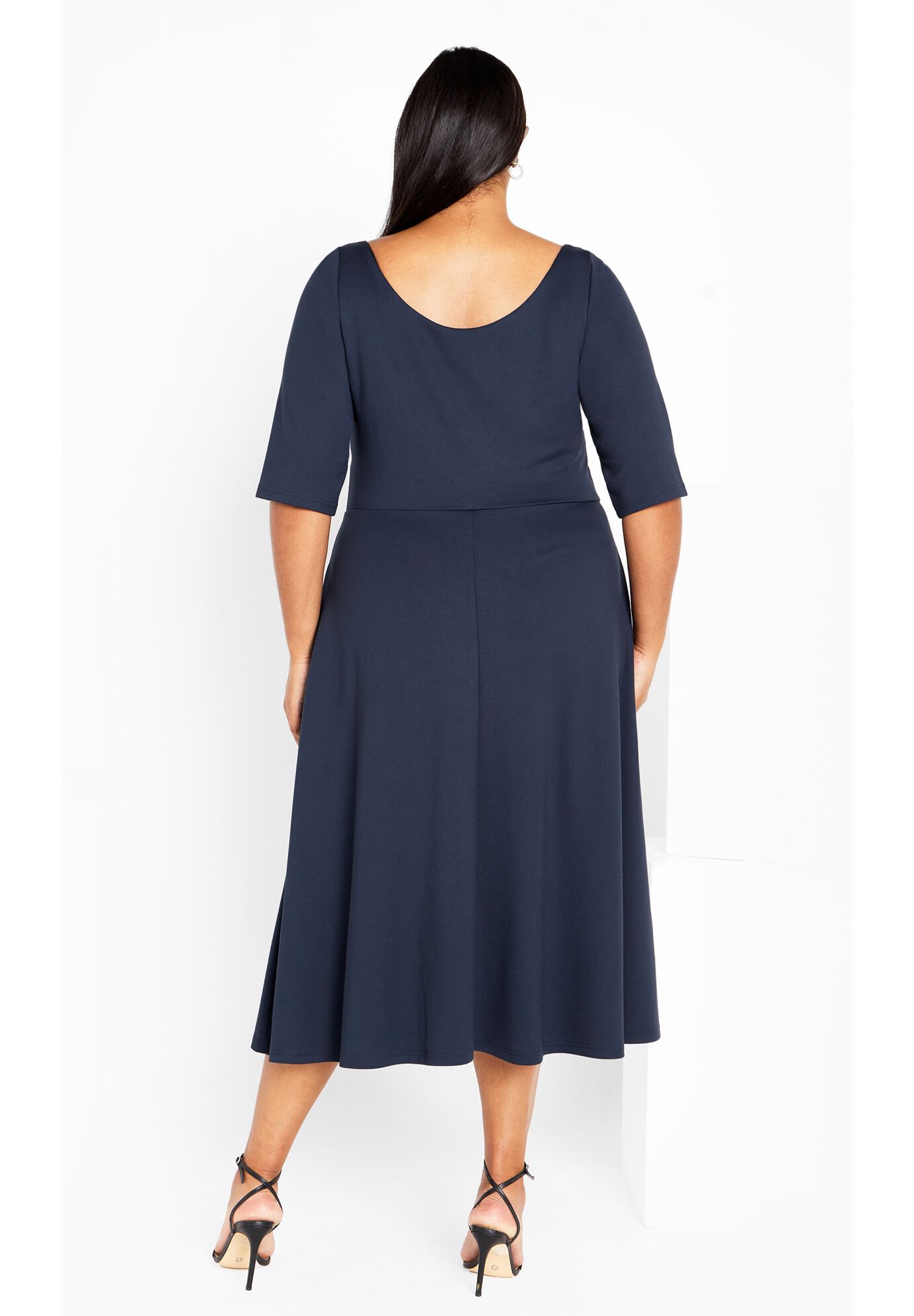 Cute Girl Elbow Sleeve Dress - navy, NAVY, on-hover image number 1