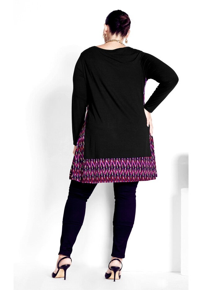 Elsa Print Tunic, BLACK BERRY CHEVRON, on-hover image number 1